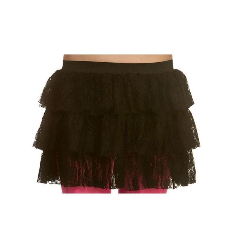 Wicked Costumes - 80s Lacy Ra - Ra Skirt (Black) - Women - Fancy Dress Central