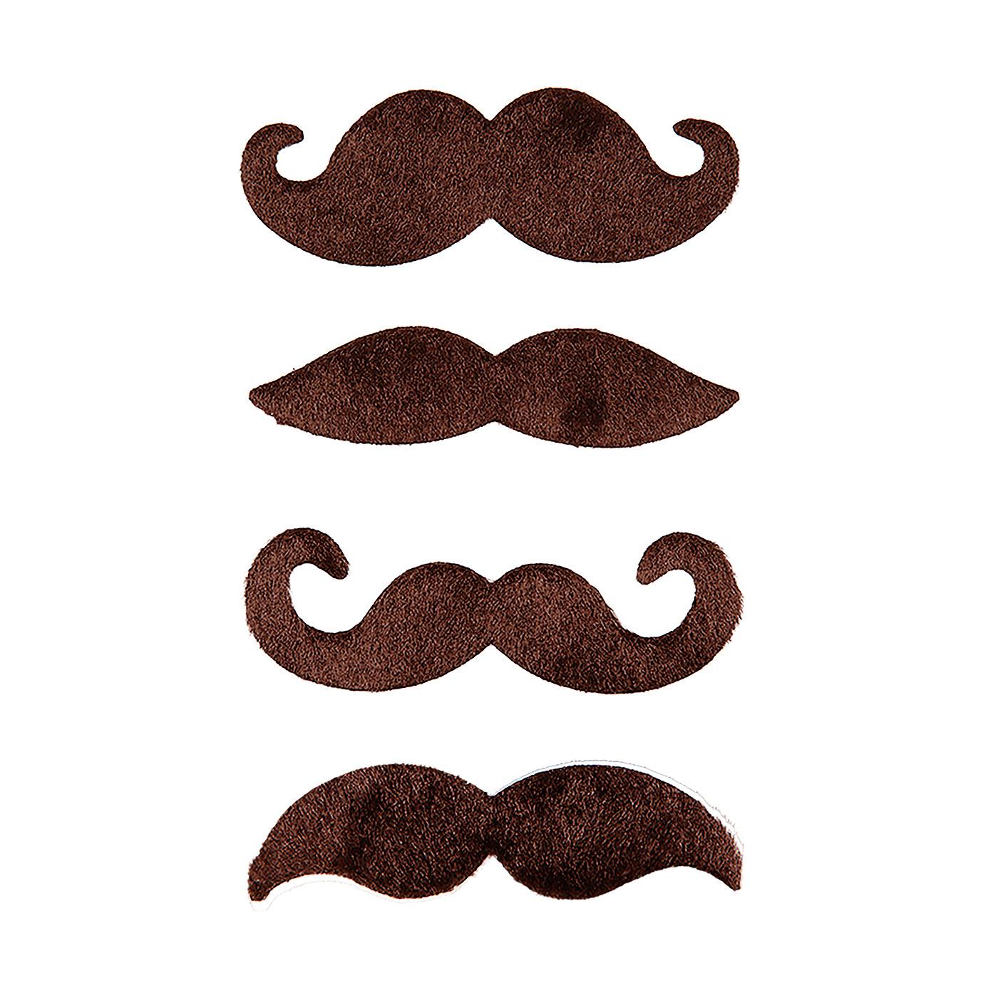Brown Funny Moustaches (4 Pack) - Adult