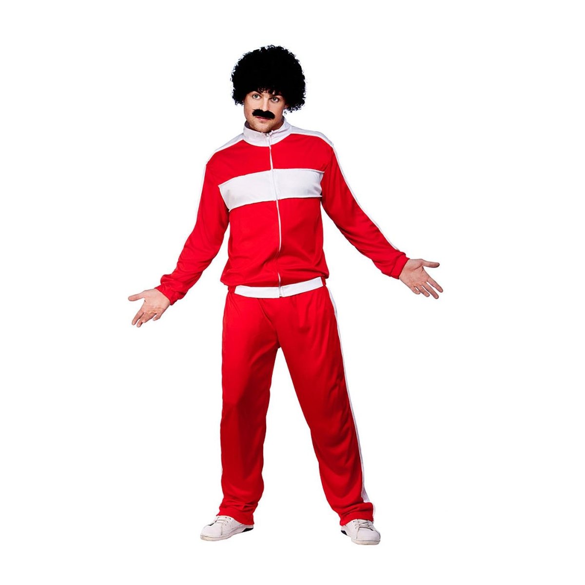 Wicked Costumes - 80s Retro Trackie Costume (Red) - Men - Fancy Dress Central