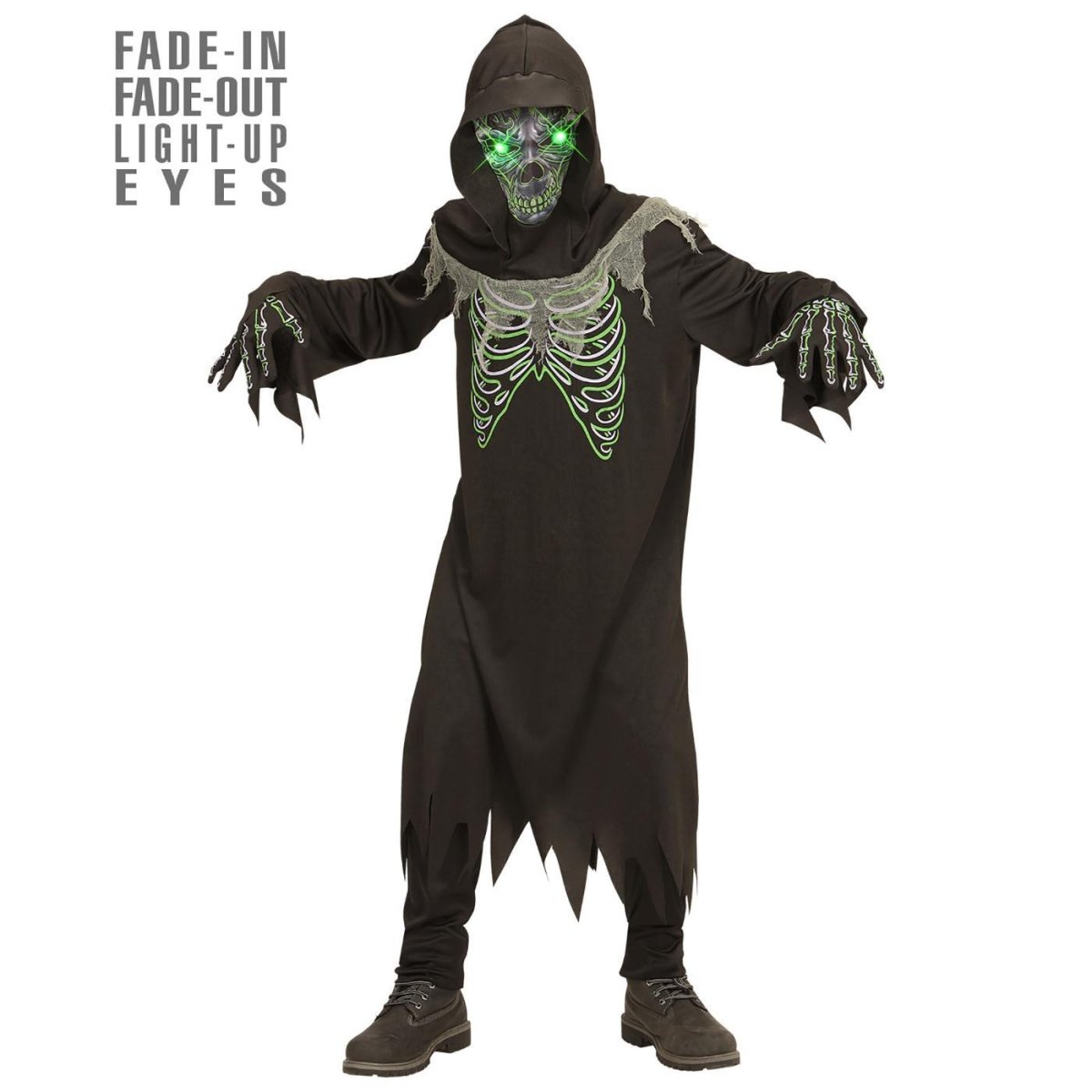 Widmann - Grim Reaper Light Up Eyes Costume - Child - Fancy Dress Central