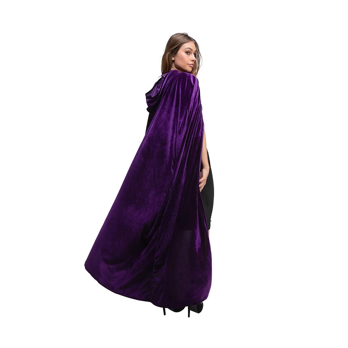 Wicked Costumes Ltd - Hooded Velvet Cloak (Purple) - Adult - Fancy Dress Central