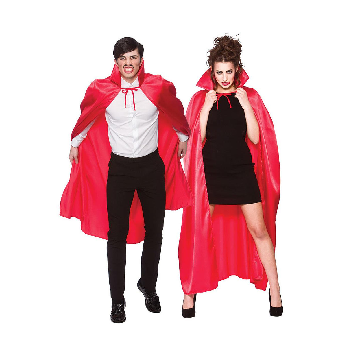 Satin Vampire Cape with Collar (Red) - Adult