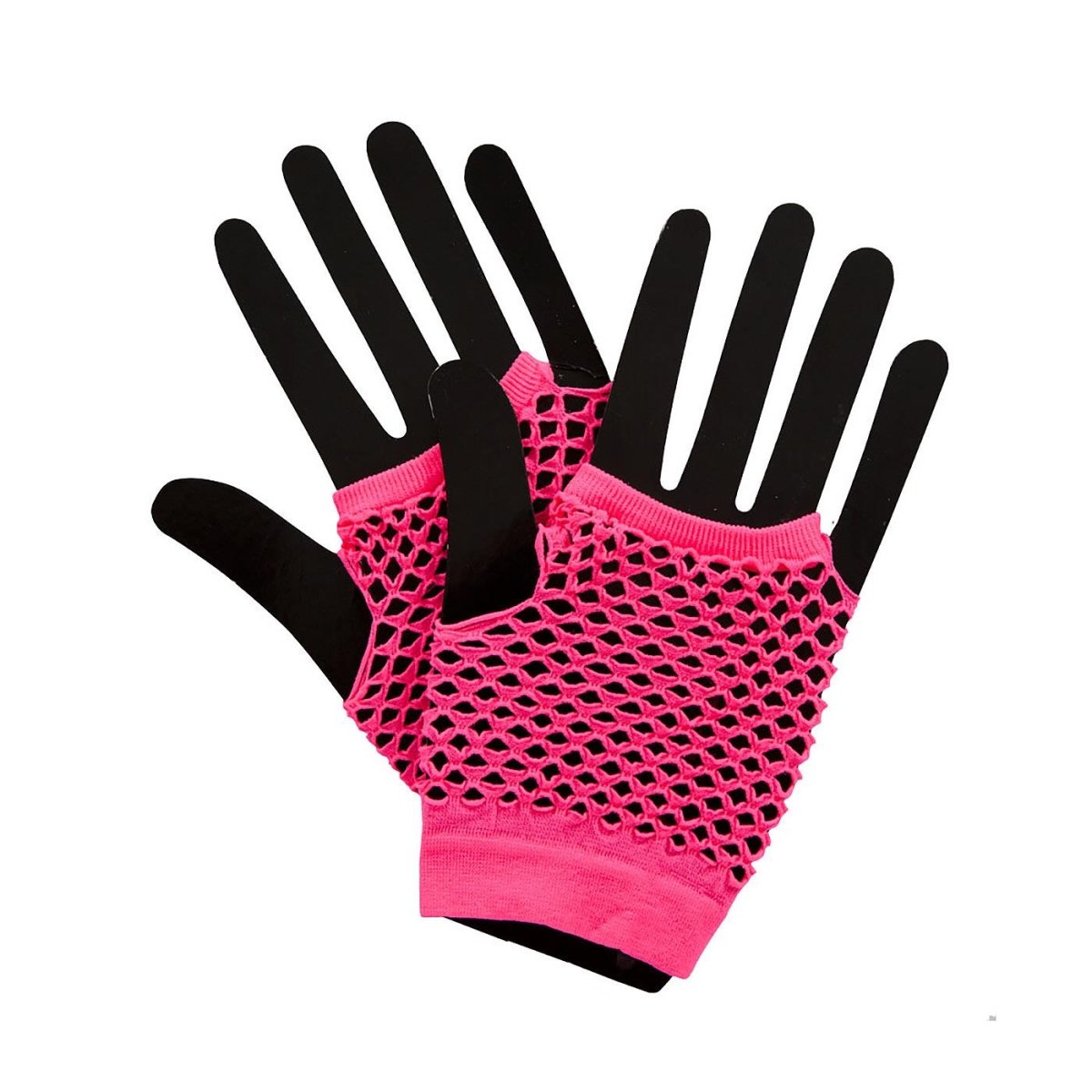 Wicked Costumes Ltd - Short 80s Net Gloves (Neon Pink) - Adult - Fancy Dress Central