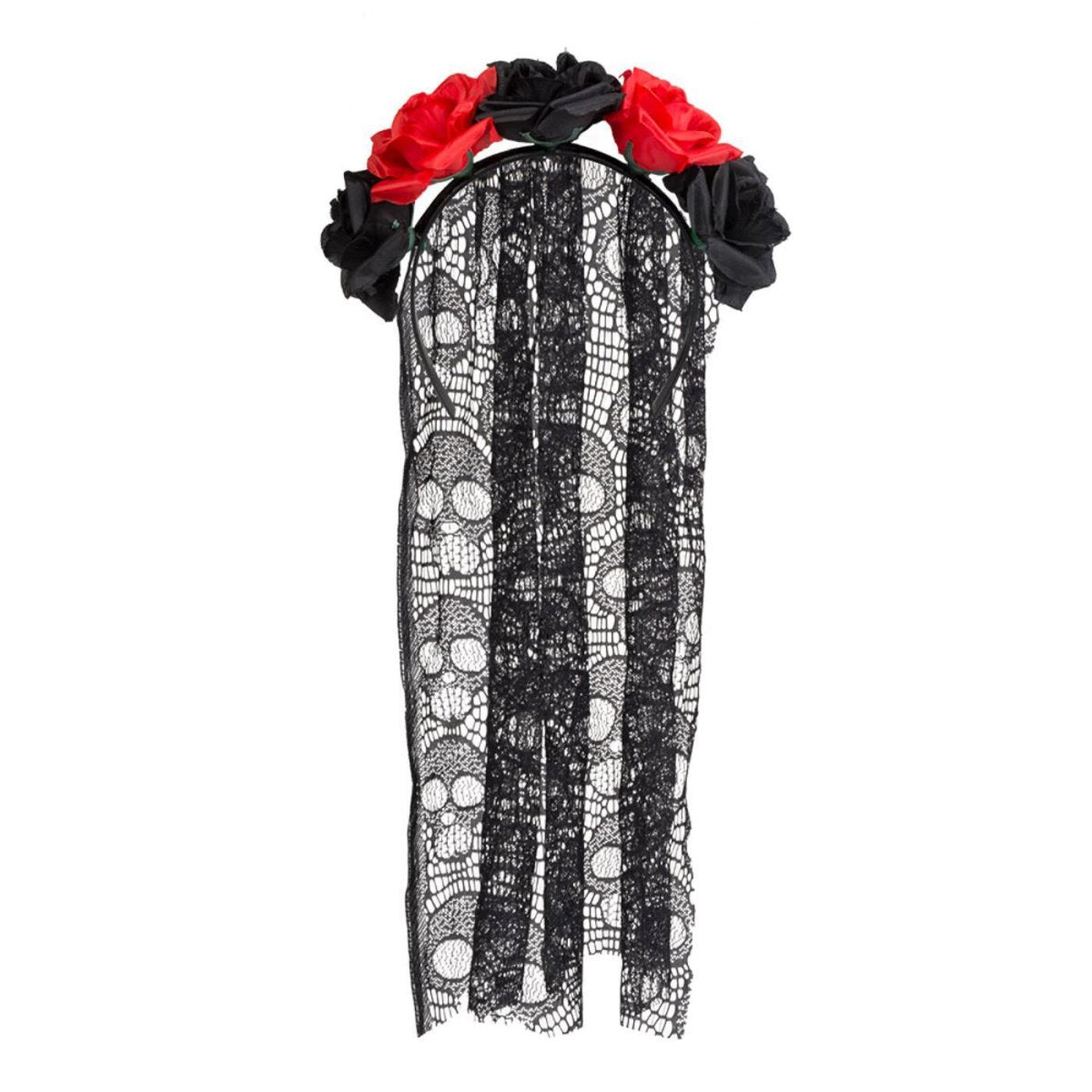 Boland - La Rosa Day of the Dead Headband with Veil - Women - Fancy Dress Central