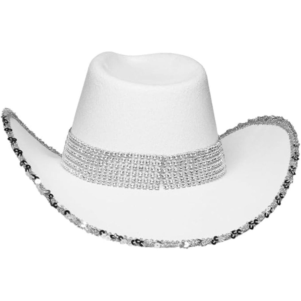 Boland - Sparkle Cowboy Hat (White) - Adult - Fancy Dress Central