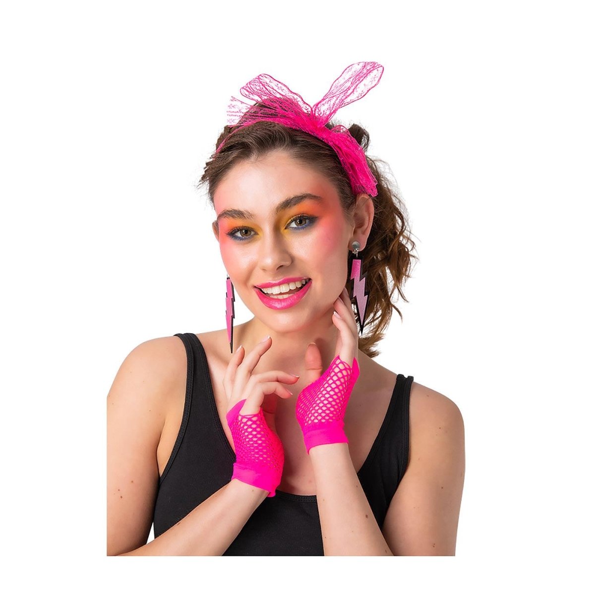 Wicked Costumes Ltd - 80s Pink Accessory Set (3 Piece) - Adult - Fancy Dress Central