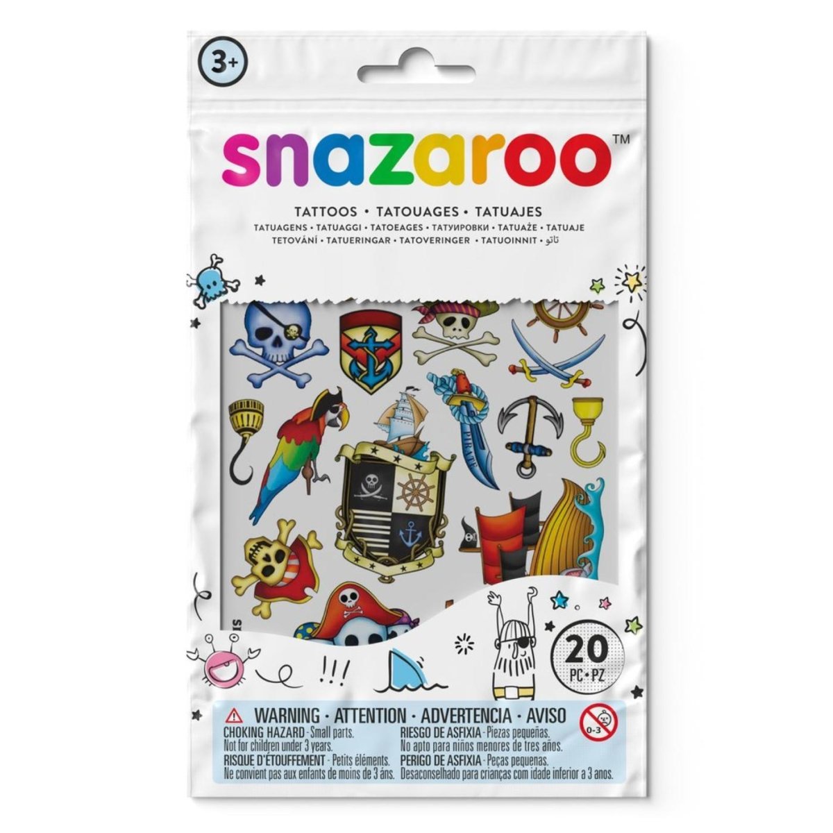 Colart - Temporary Tattoos (20 Pack) - Adventure - Fancy Dress Central