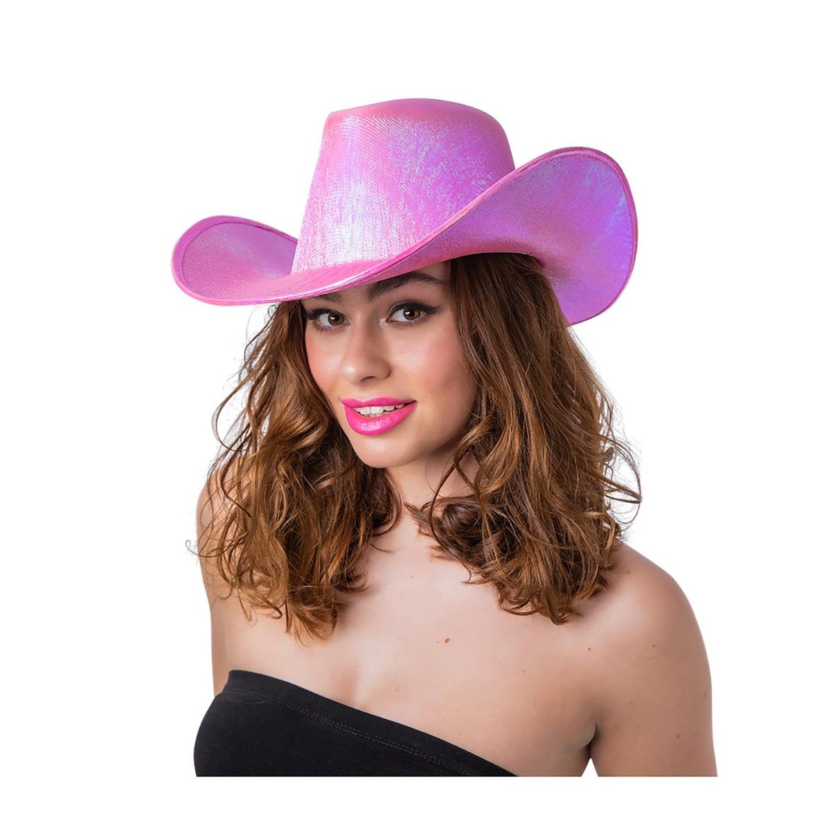Wicked Costumes Ltd - Iridescent Texan Cowboy Hat (Pink) - Adult - Fancy Dress Central