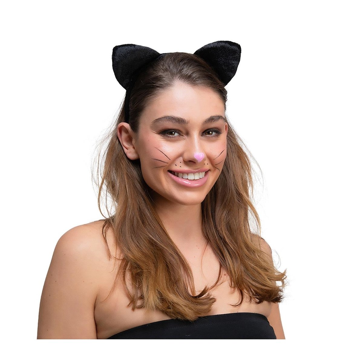 Wicked Costumes Ltd - Velour Ears on a Headband (Black Cat) - Adult - Fancy Dress Central