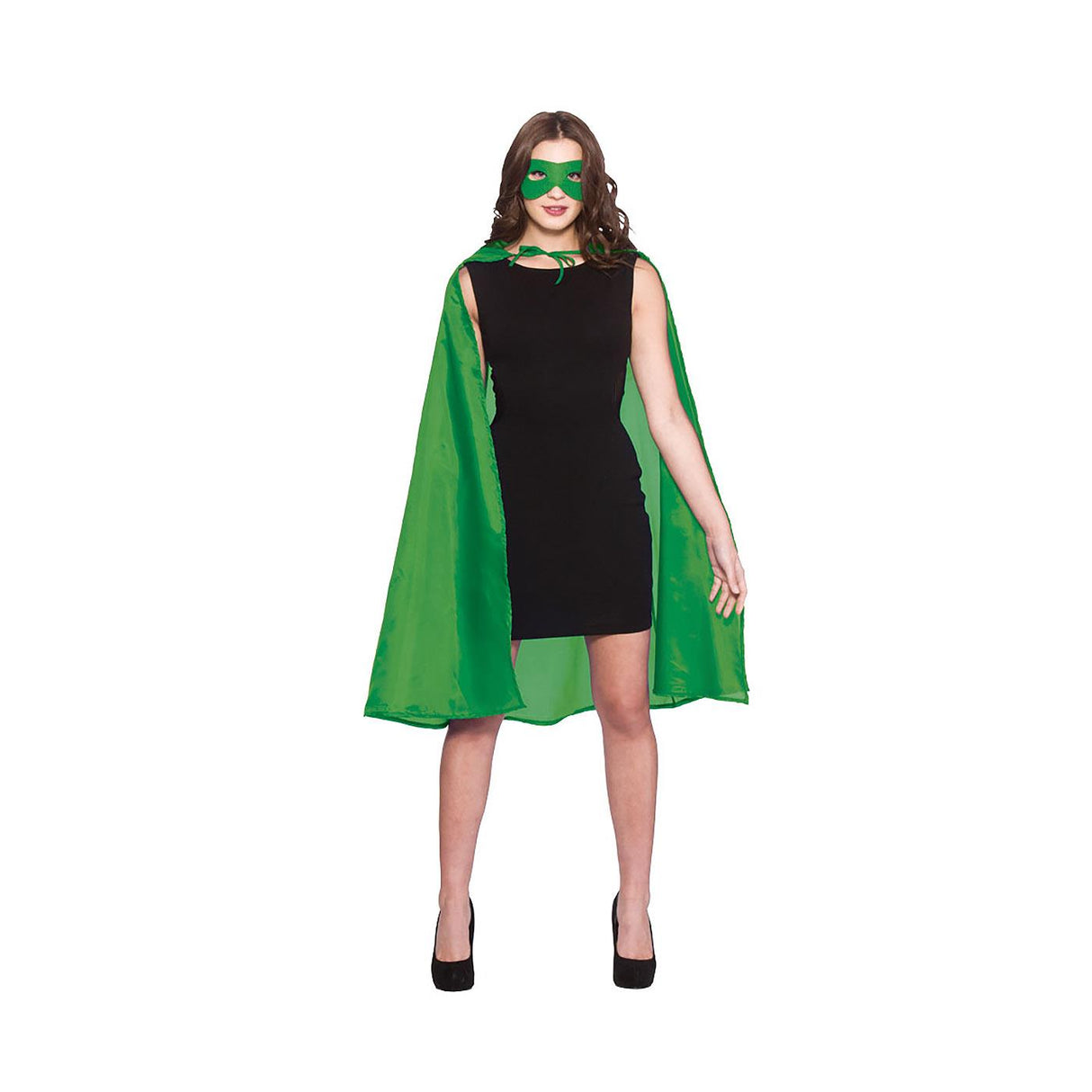 Superhero Mask & Cape (Green) - Adult