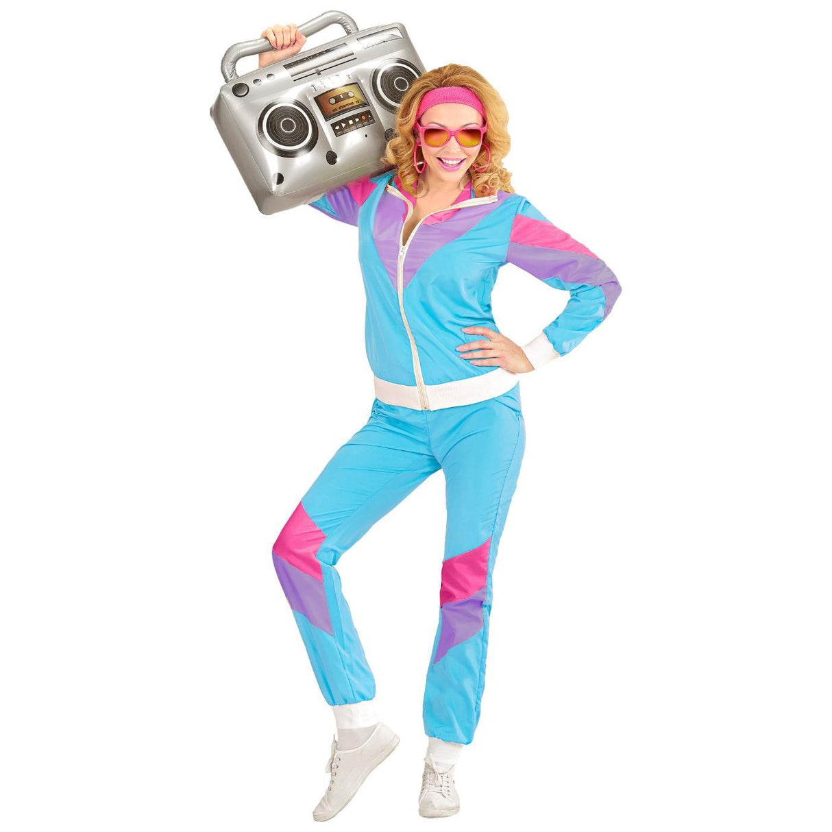 80s Shell Suit Costume (Blue/Purple/Pink) - Adult
