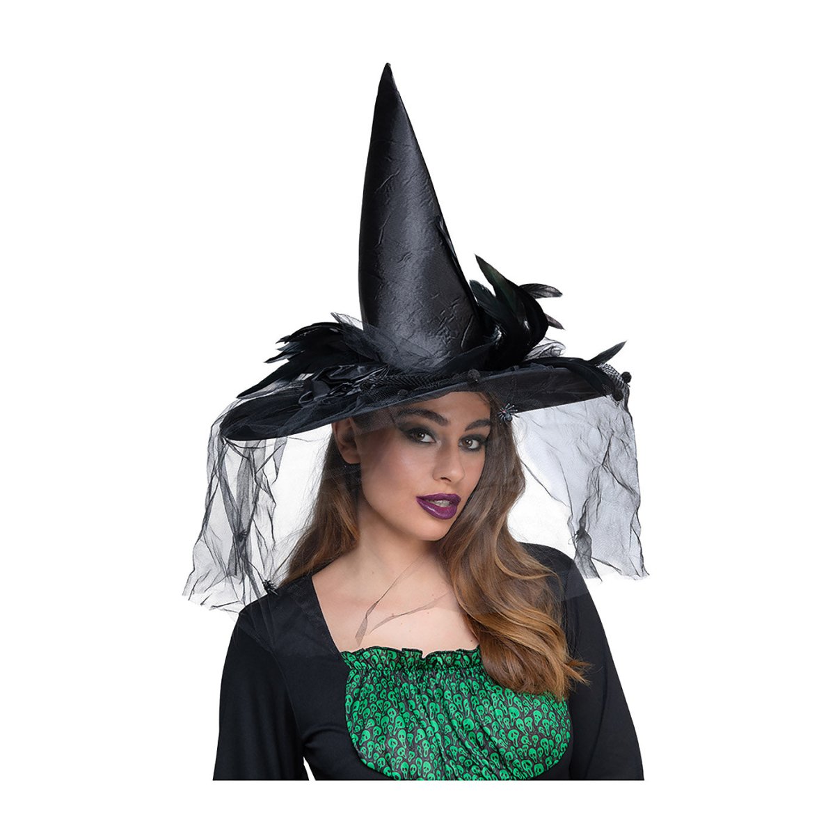 Wicked Costumes Ltd - Witches Hat with Feathers - Women - Fancy Dress Central