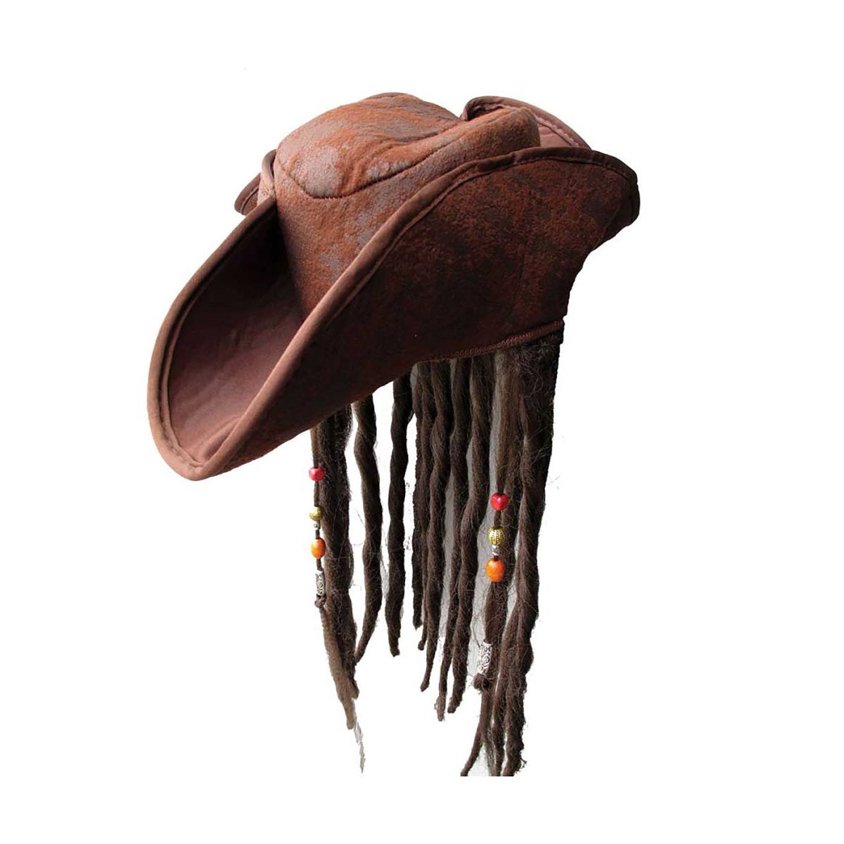 Wicked Costumes Ltd - Caribbean Pirate Hat with Braids & Beads - Adult - Fancy Dress Central