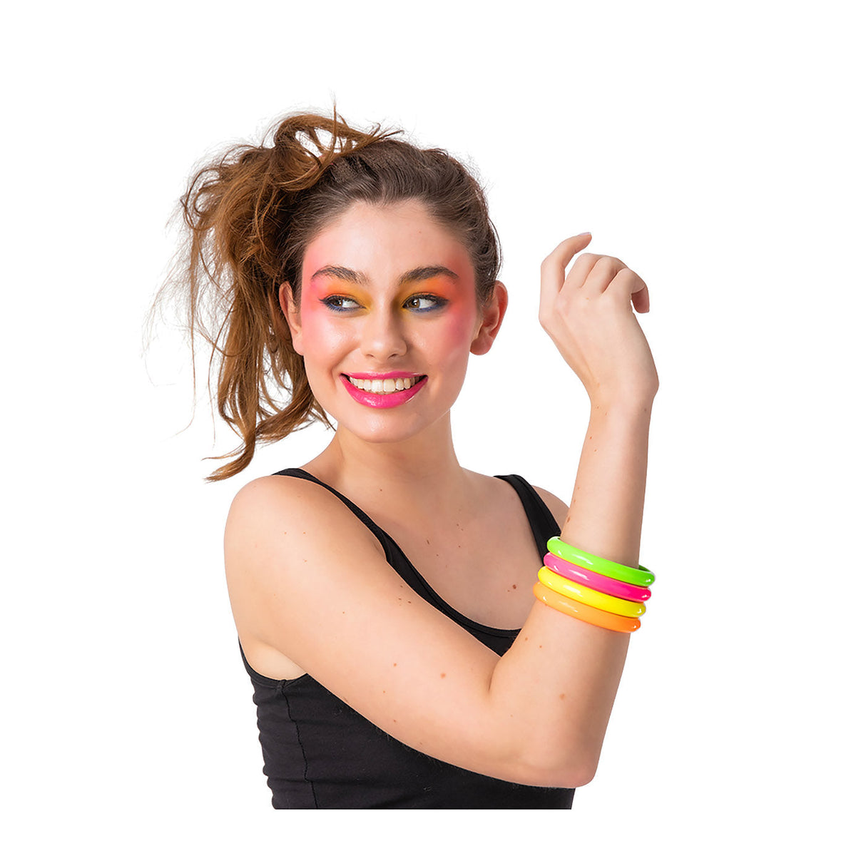 80s Neon Bangle Bracelet Set (4 Piece) - Adult