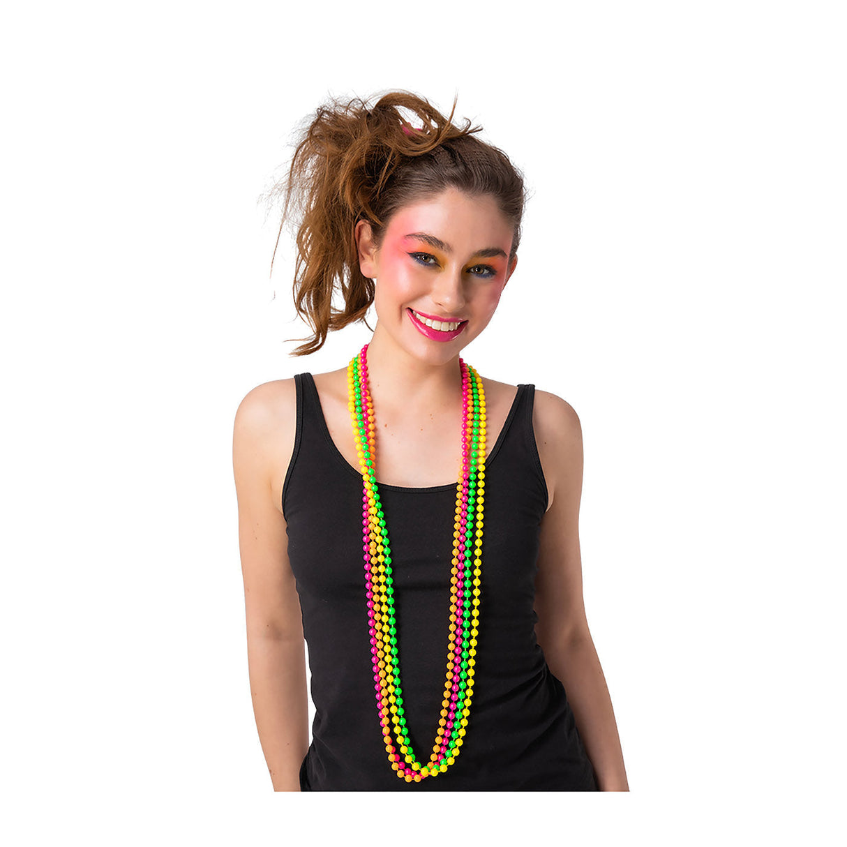 80s Neon Bead Necklace Set - Adult
