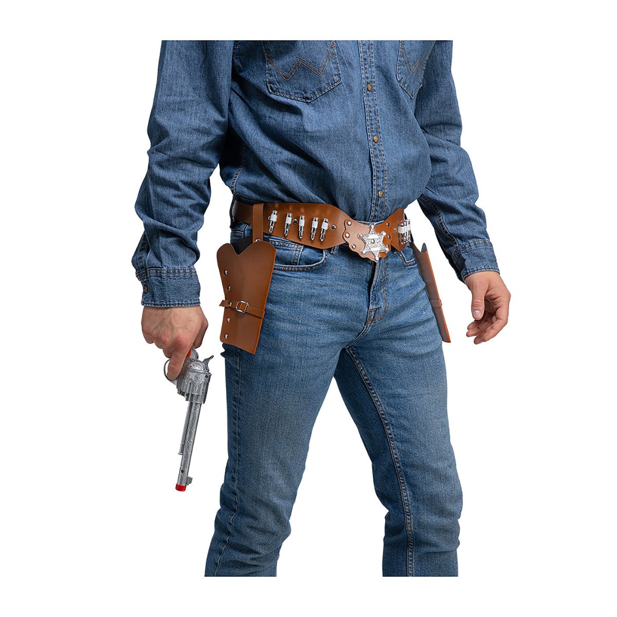 Wicked Costumes Ltd - Brown Cowboy Belt with 2 Holsters - Adult - Fancy Dress Central