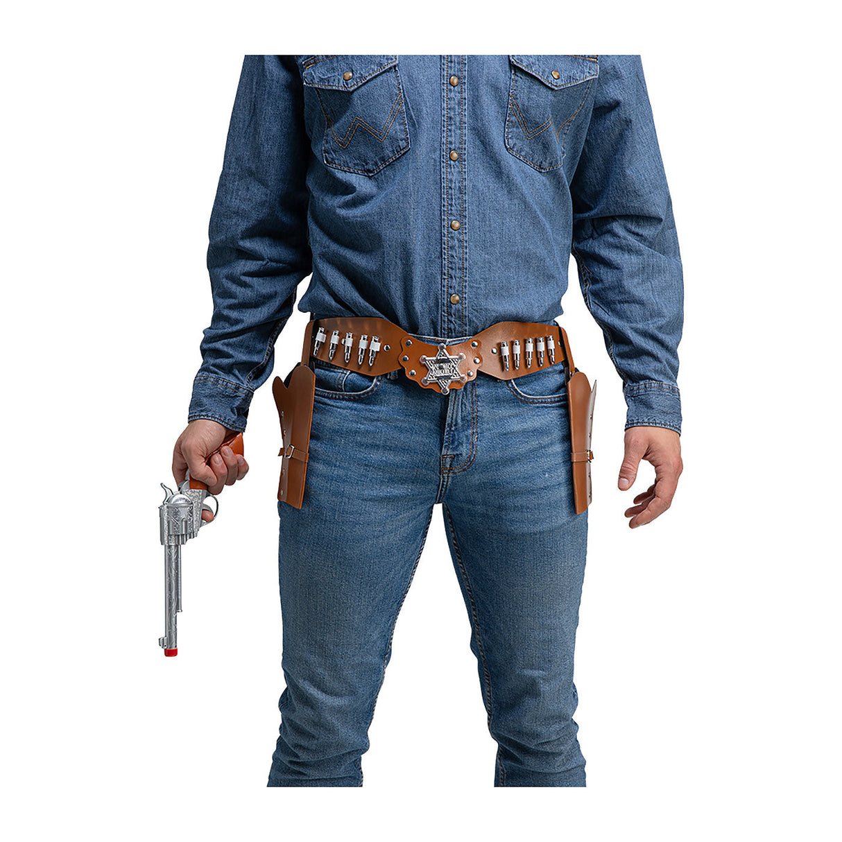 Brown Cowboy Belt with 2 Holsters - Adult