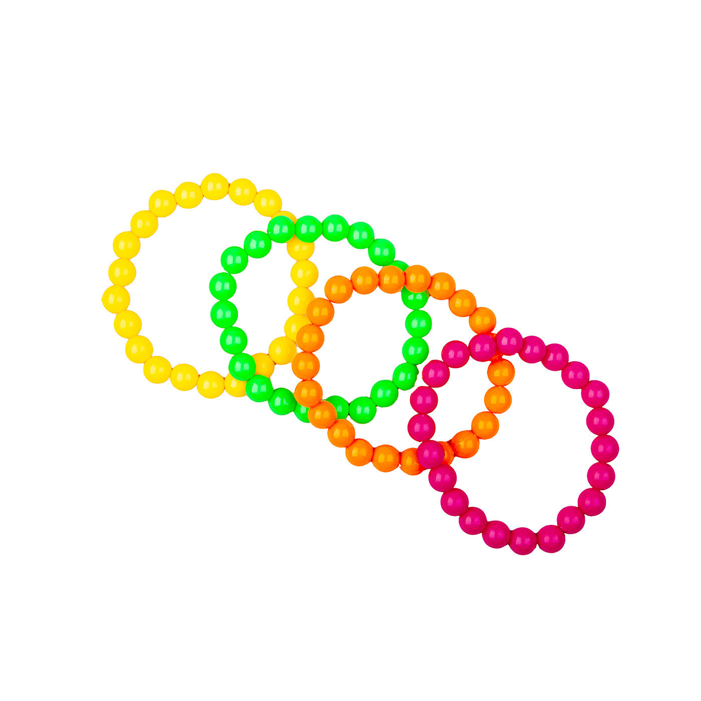 80s Neon Beaded Bangle Bracelet Set (4 Piece) - Adult