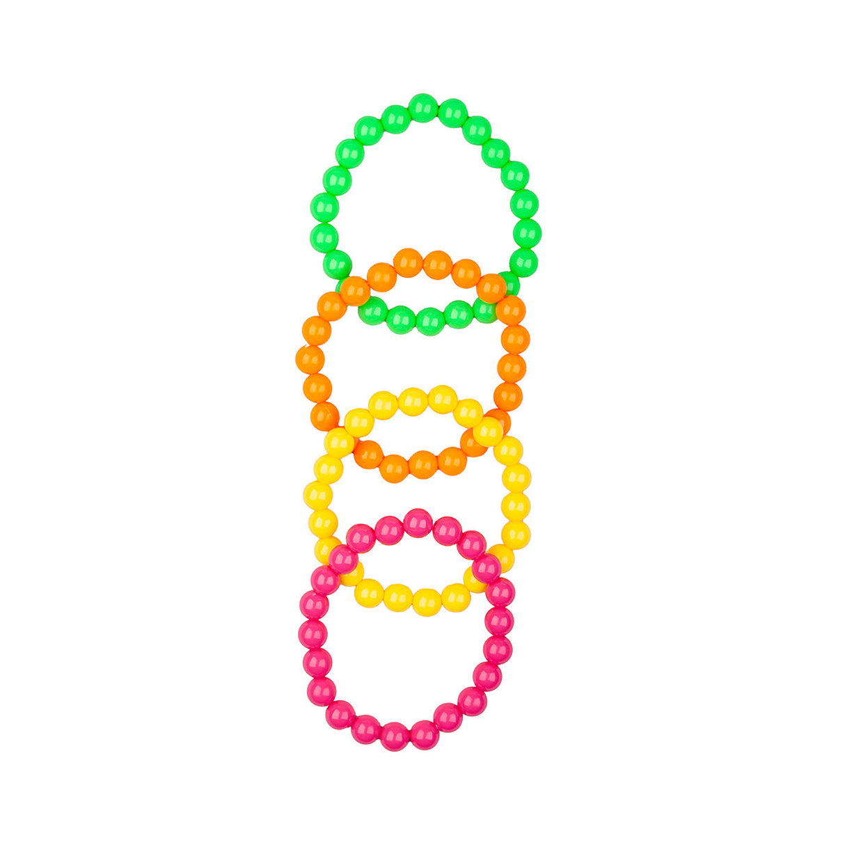 80s Neon Beaded Bangle Bracelet Set (4 Piece) - Adult