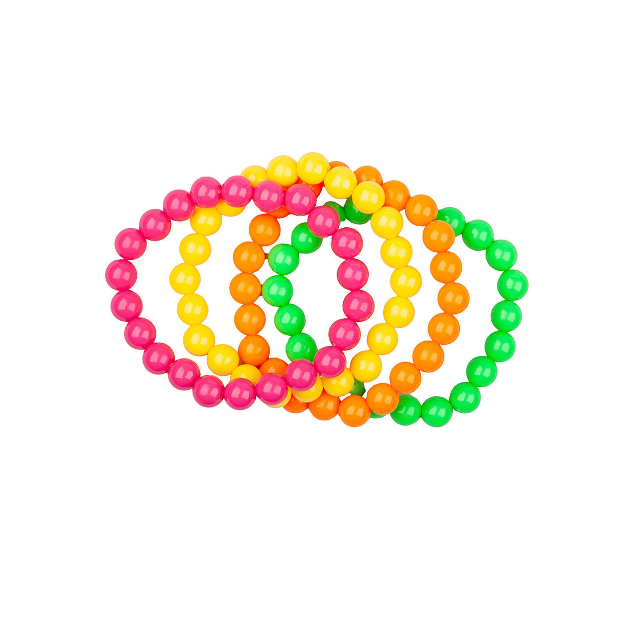 80s Neon Beaded Bangle Bracelet Set (4 Piece) - Adult