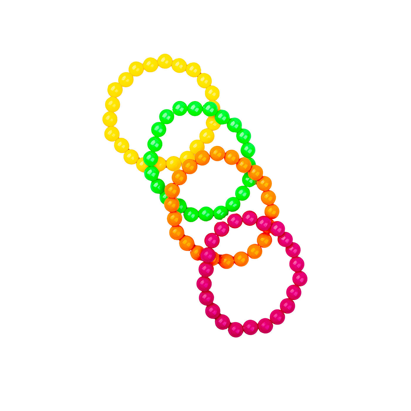 80s Neon Beaded Bangle Bracelet Set (4 Piece) - Adult