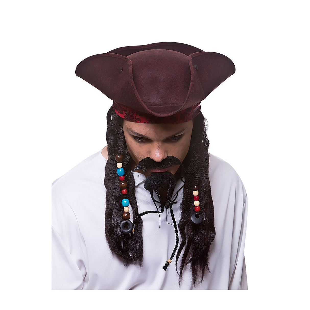 Pirate Hat with Braids & Beads - Adult