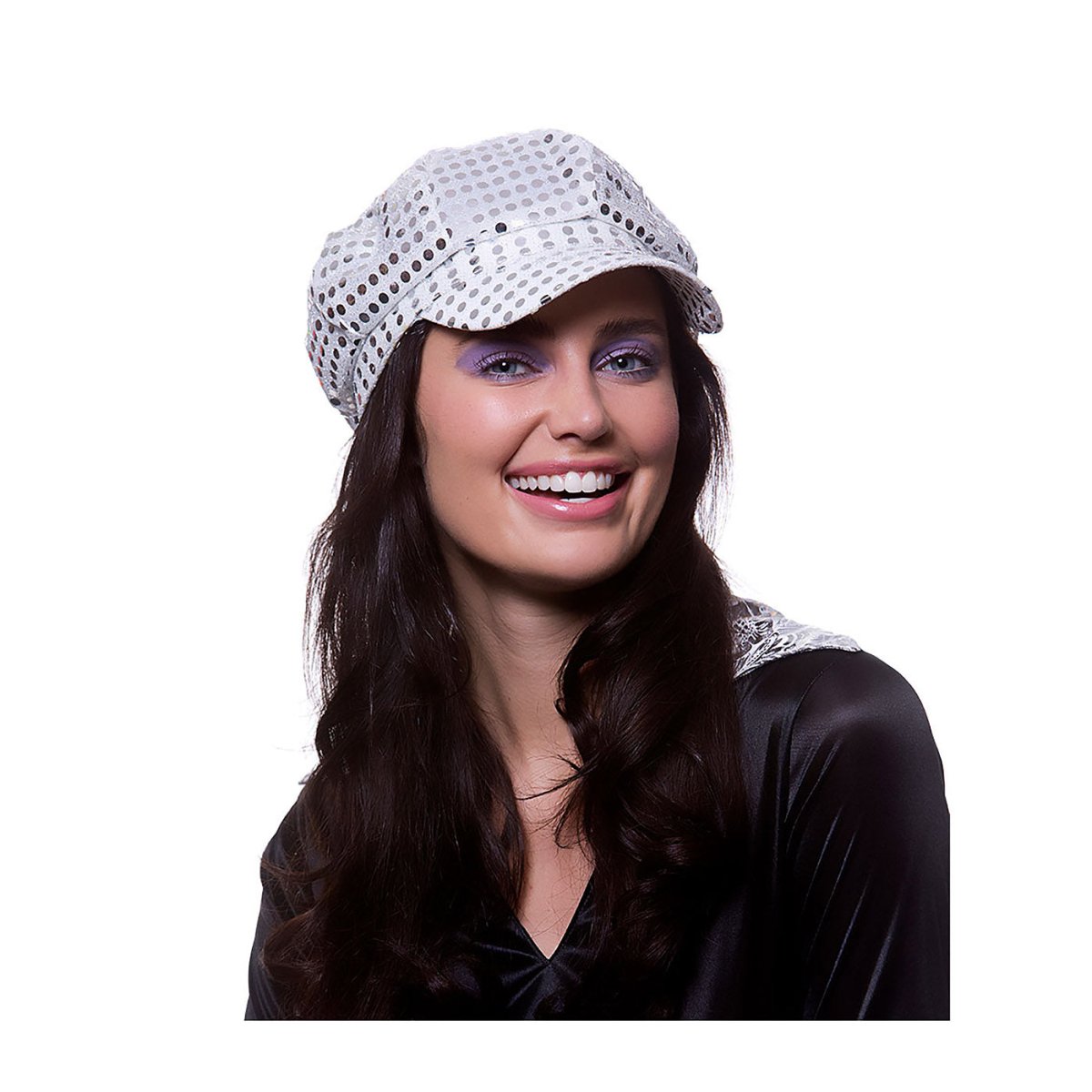 Wicked Costumes Ltd - 70s Sequin Cap (Silver) - Adult - Fancy Dress Central