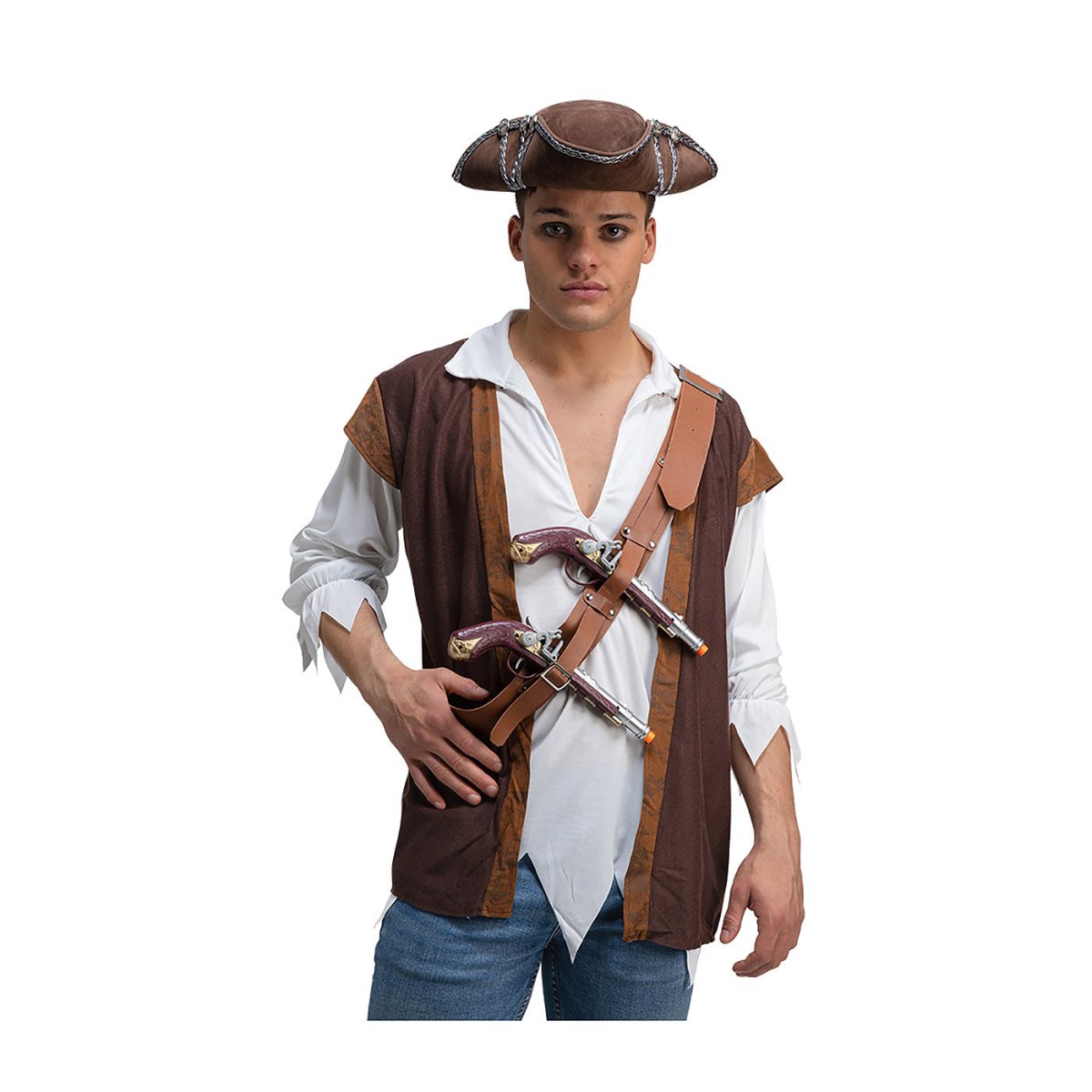 Wicked Costumes Ltd - Double Pirate Holsters with Pistols - Adult - Fancy Dress Central