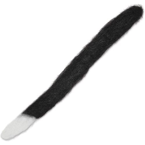 Adult Unisex Black Cat Tail with White Tip Fancy Dress Accessory