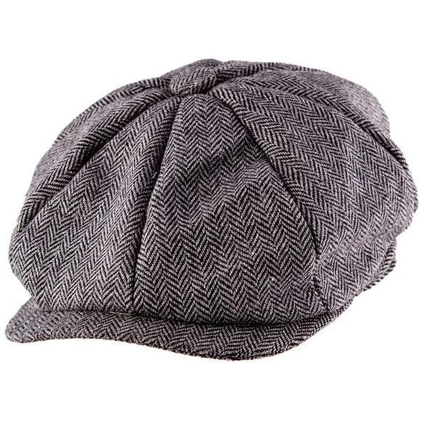 Wicked Costumes Ltd - Peaky Flap Cap (Grey Herringbone) - Adult - Fancy Dress Central