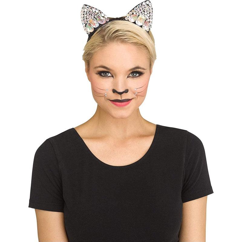 Adult Unisex Jewelled Cat Ears Fancy Dress Accessory - One Size