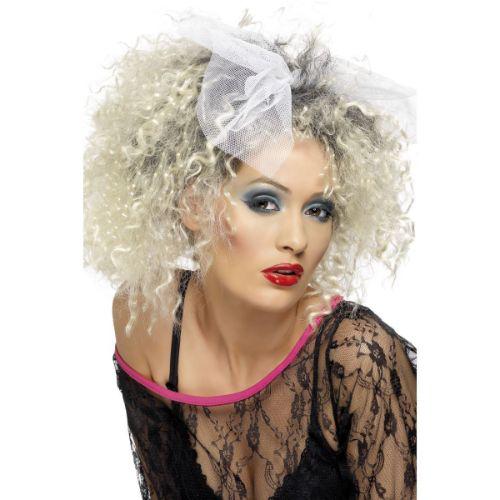 Adult Women's Wild Child Curly 1980s Pop Star Wig Fancy Dress Accessory - Blonde