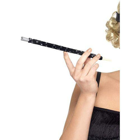 Black Sequined Cigarette Holder 20s 30s Charleston Flapper Fancy Dress Accessory