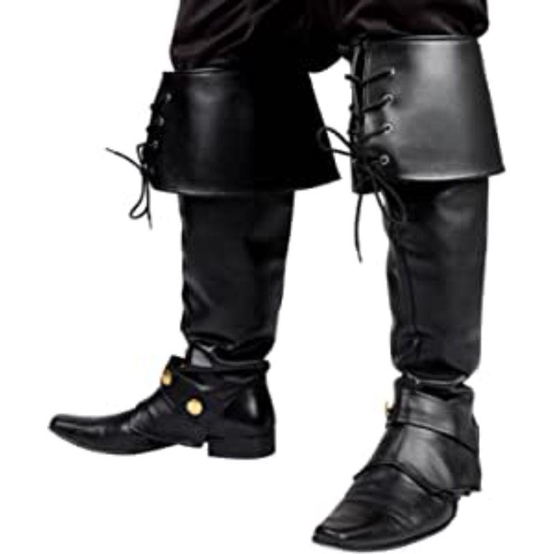 Boland - Black Pirate Boot Covers - Adult - Fancy Dress Central