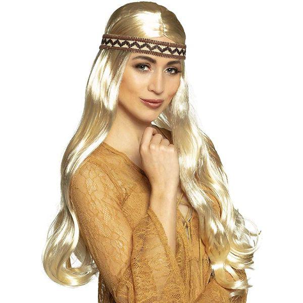 Boland - Blonde Wig with Hippie Band - Adult - Fancy Dress Central