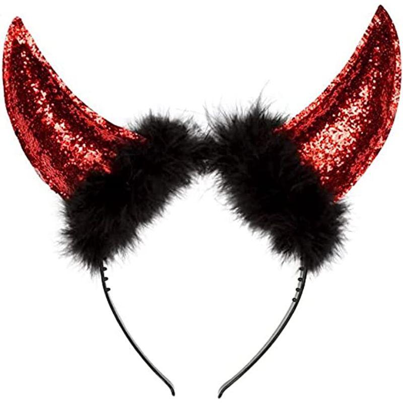 Boland Devil Glitter Horns on a Headband Adult Fancy Dress Accessory