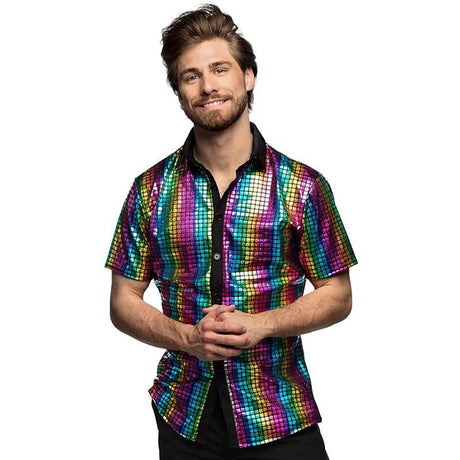 Boland Disco Diamond Rainbow Shirt Men's Fancy Dress