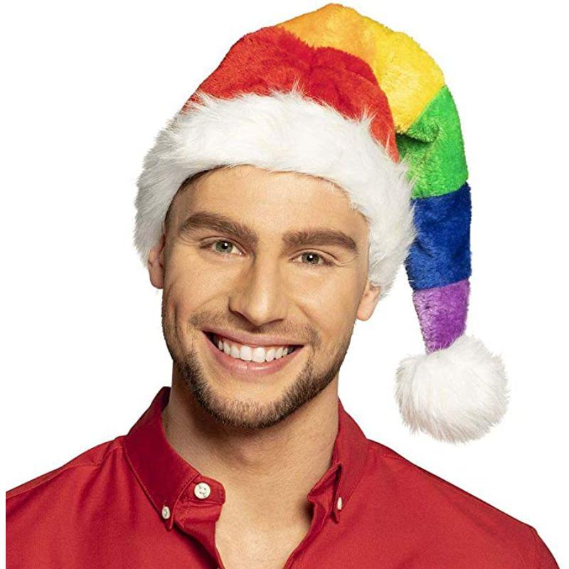 Boland Rainbow Santa Party Hat Adult Fancy Dress Accessory
