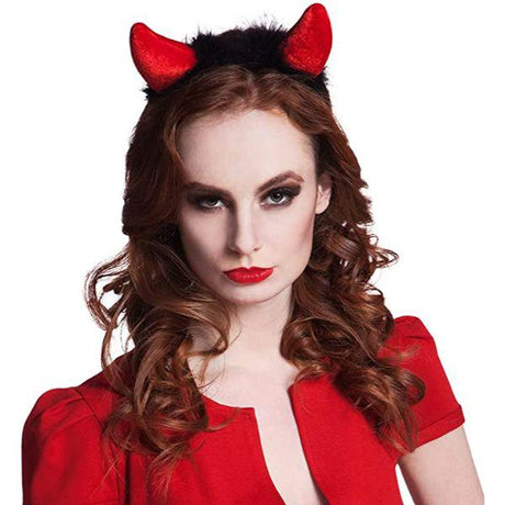 Boland Red Devil Horns on a Headband Adult Fancy Dress Costume Accessory