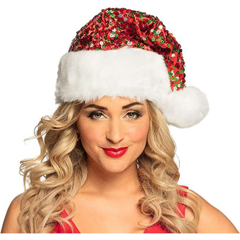Boland Sparkly Sequin Santa Hat Adult Unisex Fancy Dress Costume Accessory