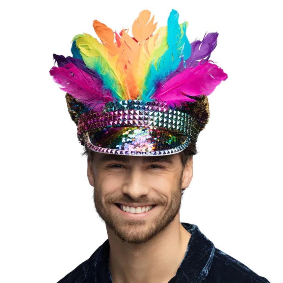 Boland - Boland - Rainbow Chief Sequin Cap - Adult - Fancy Dress Central