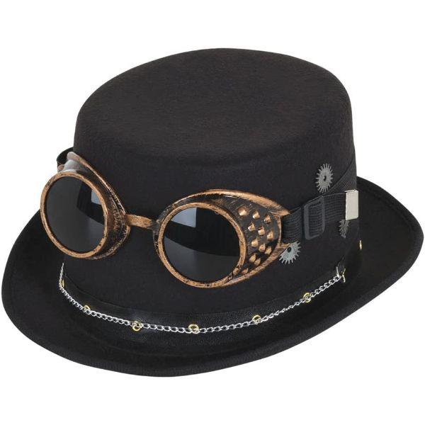 Bristol Novelty Steampunk Top Hat with Googles Adult Fancy Dress Costume Accessory