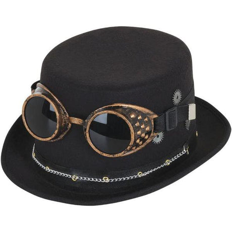 Bristol Novelty Steampunk Top Hat with Googles Adult Fancy Dress Costume Accessory