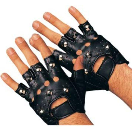 Bristol Novelty Studded Punk Fingerless Gloves Fancy Dress Accessory