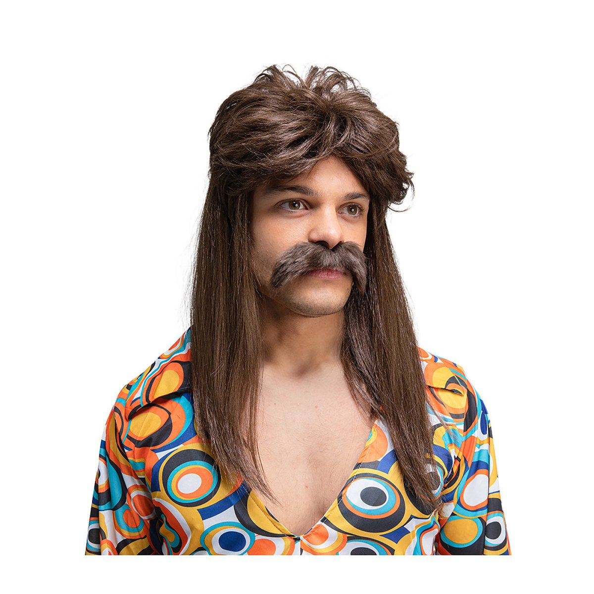 Wicked Costumes Ltd - 70s Guy Wig & Moustache - Adult - Fancy Dress Central
