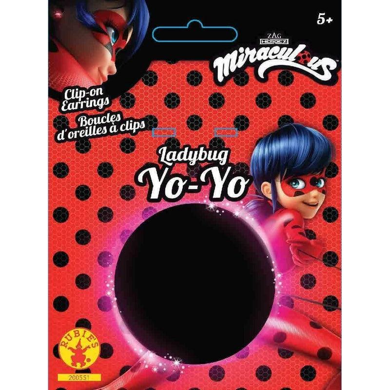 Girls Miraculous Ladybug Clip-on Earrings & Yo-Yo Fancy Dress Accessories