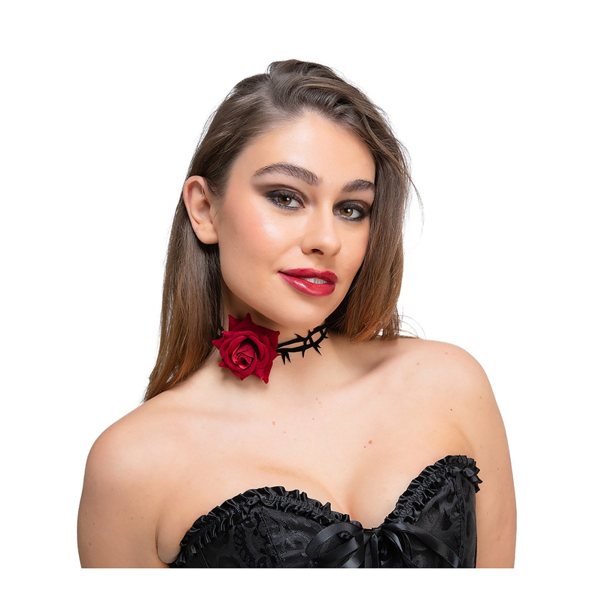 Wicked Costumes Ltd - Red Rose & Thorn Choker - Adult - Fancy Dress Central