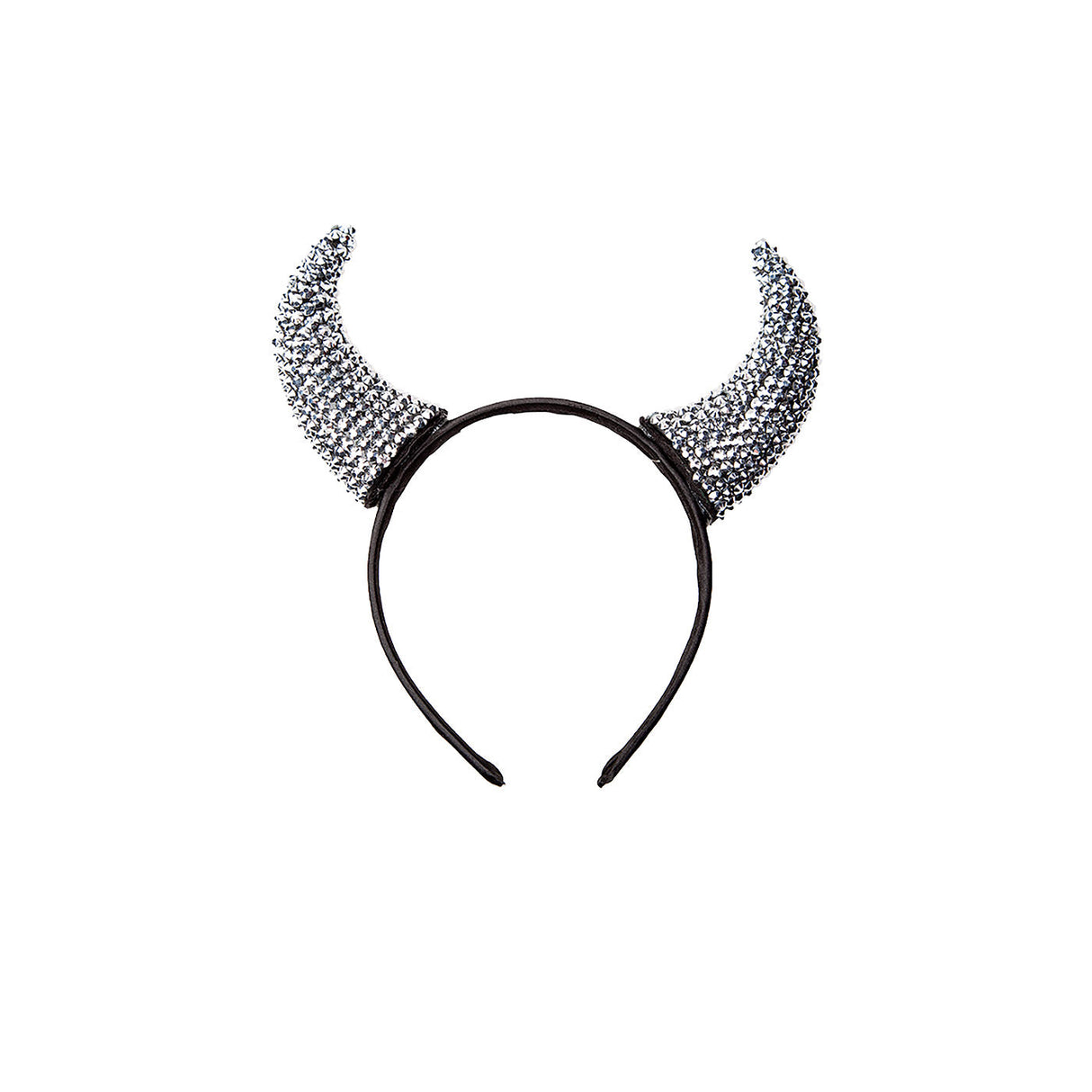 Silver Rhinestone Devil Horns - Adult