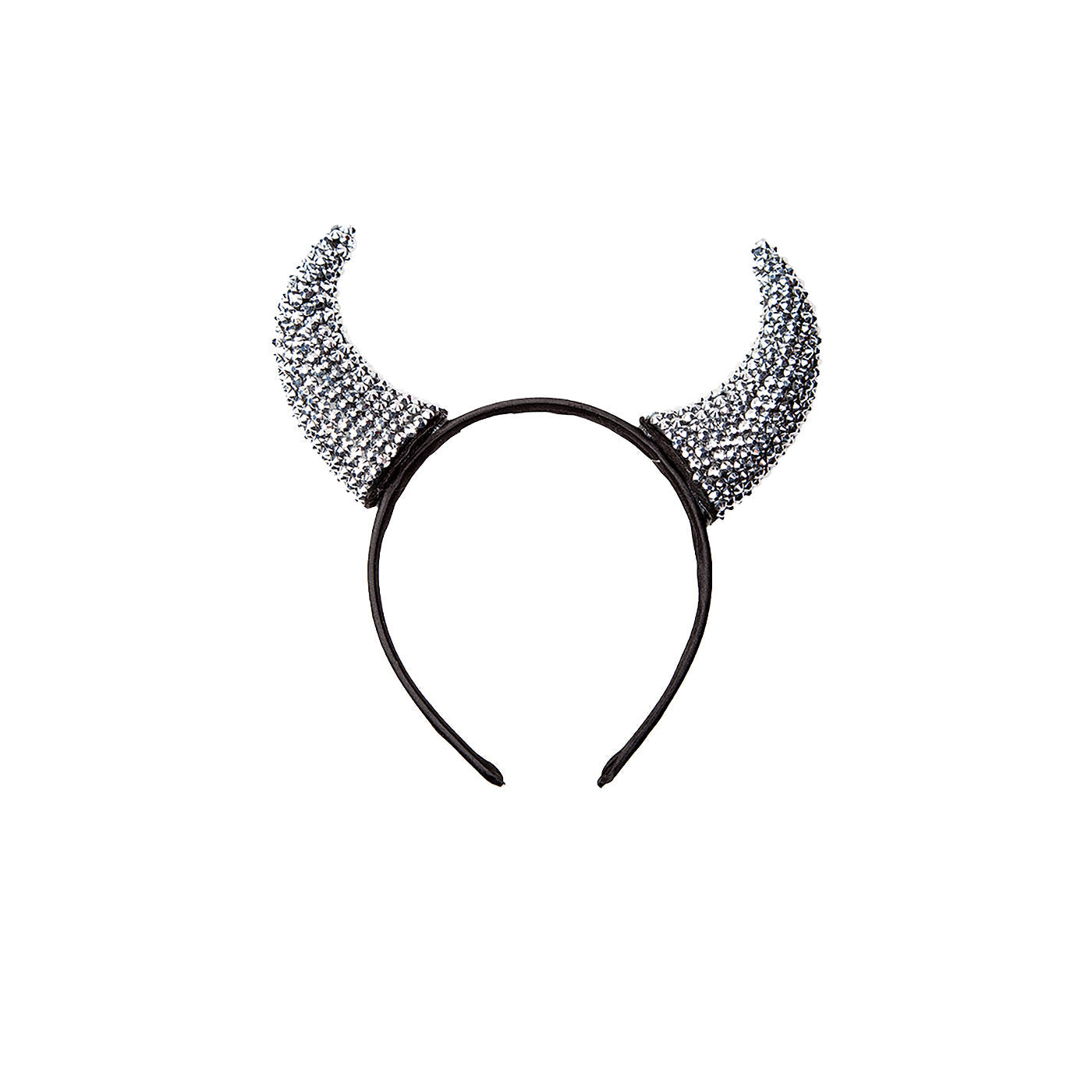 Silver Rhinestone Devil Horns - Adult
