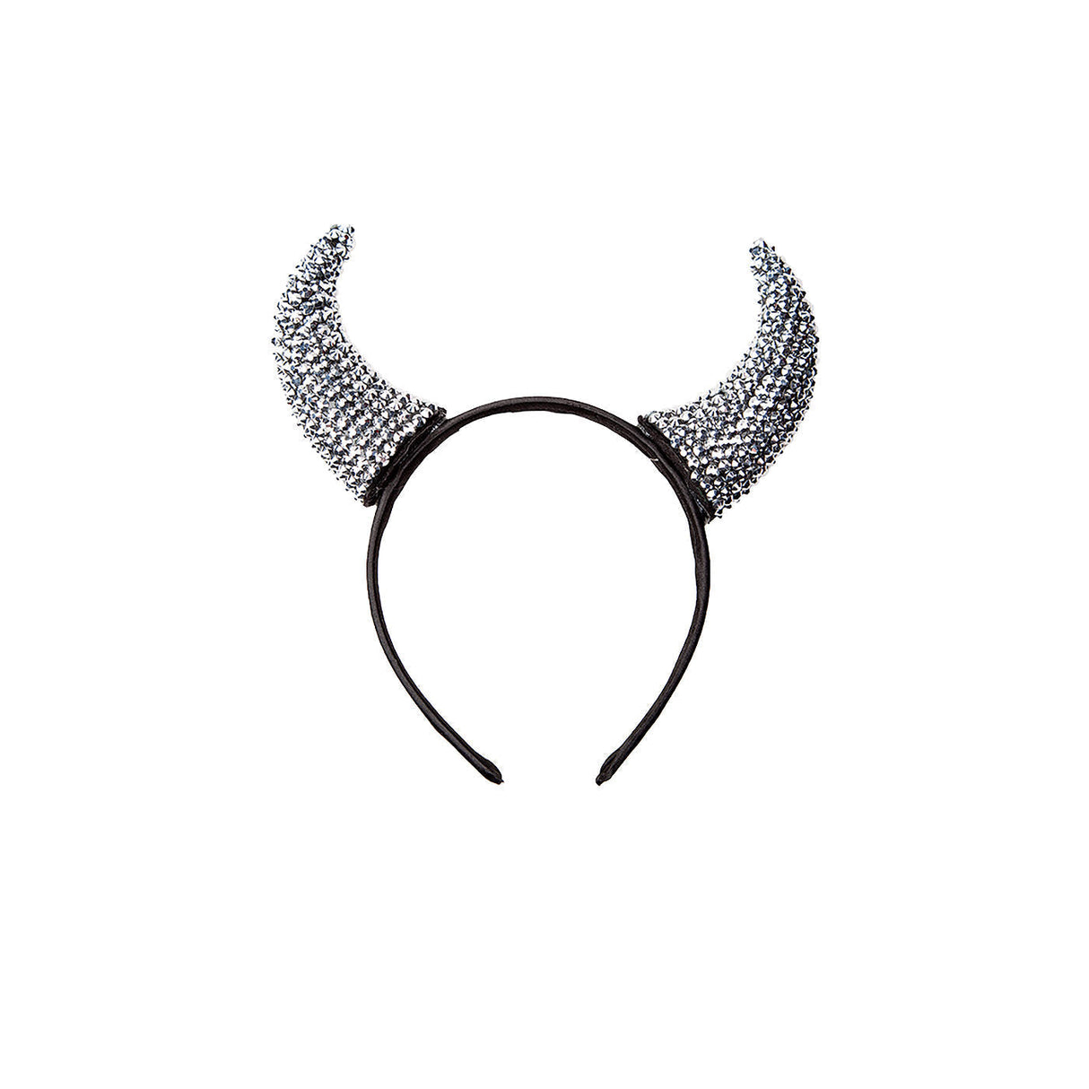 Silver Rhinestone Devil Horns - Adult